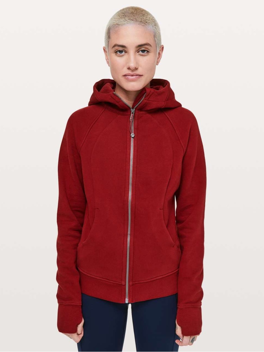 lululemon Scuba Deep Red Full-Zip Hooded Sweatshirt